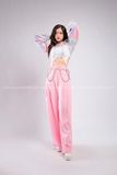 Outfit Phối Sẵn - (Quần Ống Loe Hồng phối Cutout Hồng Ánh Kim)