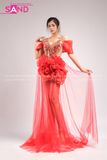 VDD0402 Váy Dạ Hội Dài Đính Đá Đỏ