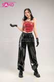 Outfit Phối Sẵn - (Quần Nắp Ngang Đen phối Áo Quây Da Đỏ)