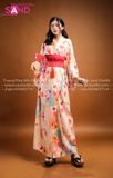 TNN0601 Set Kimono Cam Đỏ Hoạ Tiết Hoa