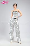 Outfit Phối Sẵn - ( HAD0201 Áo Ống Bạc phối HQD0203 Quần Suông Túi Hộp Bạc Form Cứng)