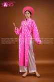 TAA0510 Áo Dài Gấm Thọ Đồng Tiền Nữ Hồng