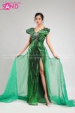 VDD0901 Váy Dạ Hội Xanh Dài Đính Đá