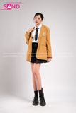 Outfit Phối Sẵn - (Váy Xếp Li Đen phối Vest Nâu)