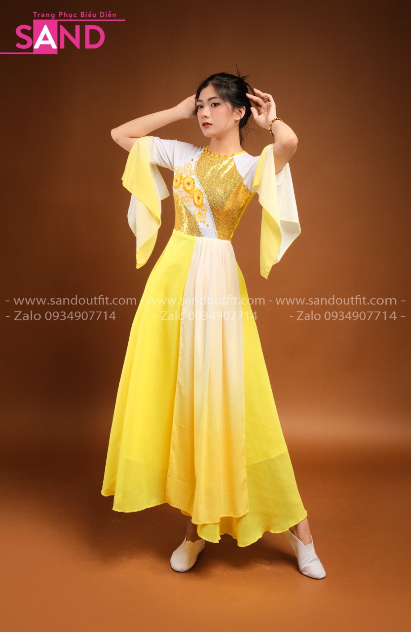TMD0301 Váy Múa Hiện Đại Vàng