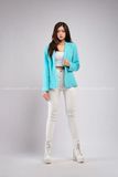 Outfit Phối Sẵn - (Quần legging Trắng phối Vest Xanh Biển)