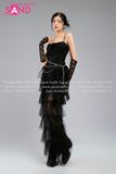 Outfit Phối Sẵn - (Quần Dài Tua Rua Tầng Voan phối Áo 2 Dây Cúp Ngực Tua Rua Đen)