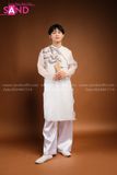 TAD0006 Áo Dài Thư Pháp Trắng Nam