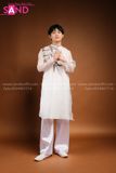 TAD0006 Áo Dài Thư Pháp Trắng Nam