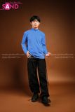 Outfit Phối Sẵn - (Quần Dài Đen Nắp Túi Ngang phối Áo Thun Tay Dài Nam Xanh Dương)