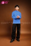 Outfit Phối Sẵn - (Quần Dài Đen Nắp Túi Ngang phối Áo Thun Tay Dài Nam Xanh Dương)