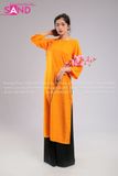 TAC0609 Áo Dài Gấm - Màu Cam Cột Nơ