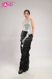 Outfit Phối Sẵn - (Quần Chun Đen phối Áo Crop Kim Sa Tua Rua)