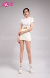 Outfit Phối Sẵn - (Váy Quần Trắng Phối Áo Crop Móc Trắng)
