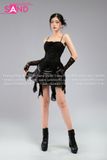 Outfit Phối Sẵn - (Váy 2 Tầng Đen phối Áo 2 Dây Cúp Ngực Tua Rua Đen)
