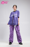 Outfit Phối Sẵn - (Quần Nắp Ngang Tím phối Bóng Chày Sọc Tím)