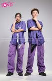 Outfit Phối Sẵn - (Quần Nắp Ngang Tím phối Bóng Chày Sọc Tím)