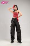 Outfit Phối Sẵn - (Quần Nắp Ngang Đen phối Áo Quây Da Đỏ)
