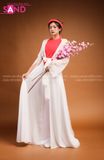 Yếm Lụa Trơn Màu Đỏ TYK0402 Khoác Tơ Trắng TTK0001 Quần Váy Trắng Lụa 2 Lớp TQV0001 Vấn Hồng Phấn Xoắn DMV0501