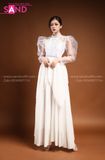 TMM0011 Váy Trắng Tay Voan Bồng