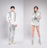 Outfit Phối Sẵn - (Quần Bạc phối Áo Gile Phao Bạc Bóng)