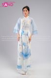 TAC0017 Áo Dài Trắng Sen Xanh Tay Voan Cánh Tiên - Nữ
