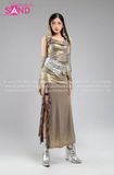 Outfit Phối Sẵn - (Áo Tà Dài Xẻ Đùi Kim Sa Mũ Trùm Kèm Bao Tay)