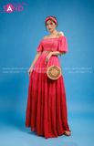 VBM0401 Váy Maxi Voan Đỏ Trễ Vai