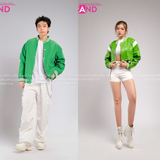 Outfit Phối Sẵn - (Quần Nắp Ngang Trắng phối Áo Bomber Xanh Lá)