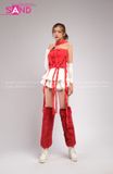 Outfit Phối Sẵn - (Quần Váy Ngắn Xoè 2 Tầng Phối Áo Quây Tua Rua Đỏ)