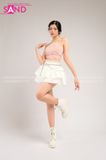 Outfit Phối Sẵn - (Áo Yếm Hoa phối Quần Váy Ngắn Xoè 2 Tầng)
