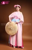 TYD0506 Set Yếm Hồng Tay Lơi Váy Xoè