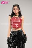 Outfit Phối Sẵn - (Quần Nắp Ngang Đen phối Áo Quây Da Đỏ)
