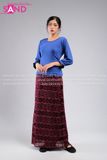 TNY0801 Trang Phục Myanmar Ren Xanh Đỏ - Nữ
