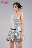 Outfit Phối Sẵn - (Váy Bạc Xếp Li 2 Tầng phối Áo Kim Sa Tua Rua Bạc)