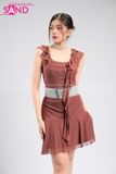 Outfit Phối Sẵn - (Đầm Váy Nâu Tua Rua)