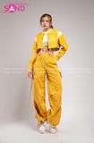 Outfit Phối Sẵn - (Set Quần Short Trắng Phối Áo Khoác Da Crop Vàng)