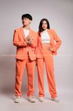 Outfit Phối Sẵn - (Set Vest Quần Ống Suông Cam Nam)