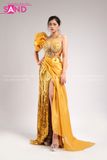 VDD0305 Váy Dạ Hội Vàng Dài Đính Đá Voan