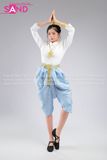 TNP0801 Trang Phục Hoá Trang Campuchia Nữ - Trắng Xanh