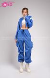 Outfit Phối Sẵn - (Set Quần Short Trắng Phối Áo Khoác Da Crop Xanh Dương )