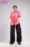 Outfit Phối Sẵn - (Quần Nắp Ngang Đen Túi Hộp phối Bóng Chày Sọc Đỏ)