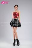 Outfit Phối Sẵn - (Váy Da 2 Tầng phối Áo Quây Đỏ Da Cá Sấu)