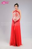 TYD0415 Set Yếm Thiết Kế Gấm Đỏ Thêu Hoa