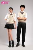 Outfit Phối Sẵn - (Váy Xếp Li Đen phối Áo Gile Len)