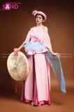 TYD0506 Set Yếm Hồng Tay Lơi Váy Xoè