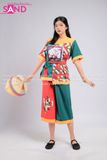 TBD0901 Bà Ba Đồng Dao Hoạ Tiết Caro Hưu Cam Xanh - Nữ