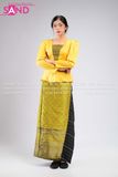 TNY0302 Trang Phục Hoá Trang Myanmar Vàng Hoạ Tiết - Nữ