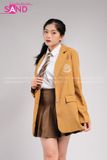 Outfit Phối Sẵn - (Chân Váy Nâu phối Vest Nâu Vàng Cà Vạt Nâu Sọc)