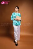 TBG0803 Áo Bà Ba Nữ - Gấm Xanh Ngọc